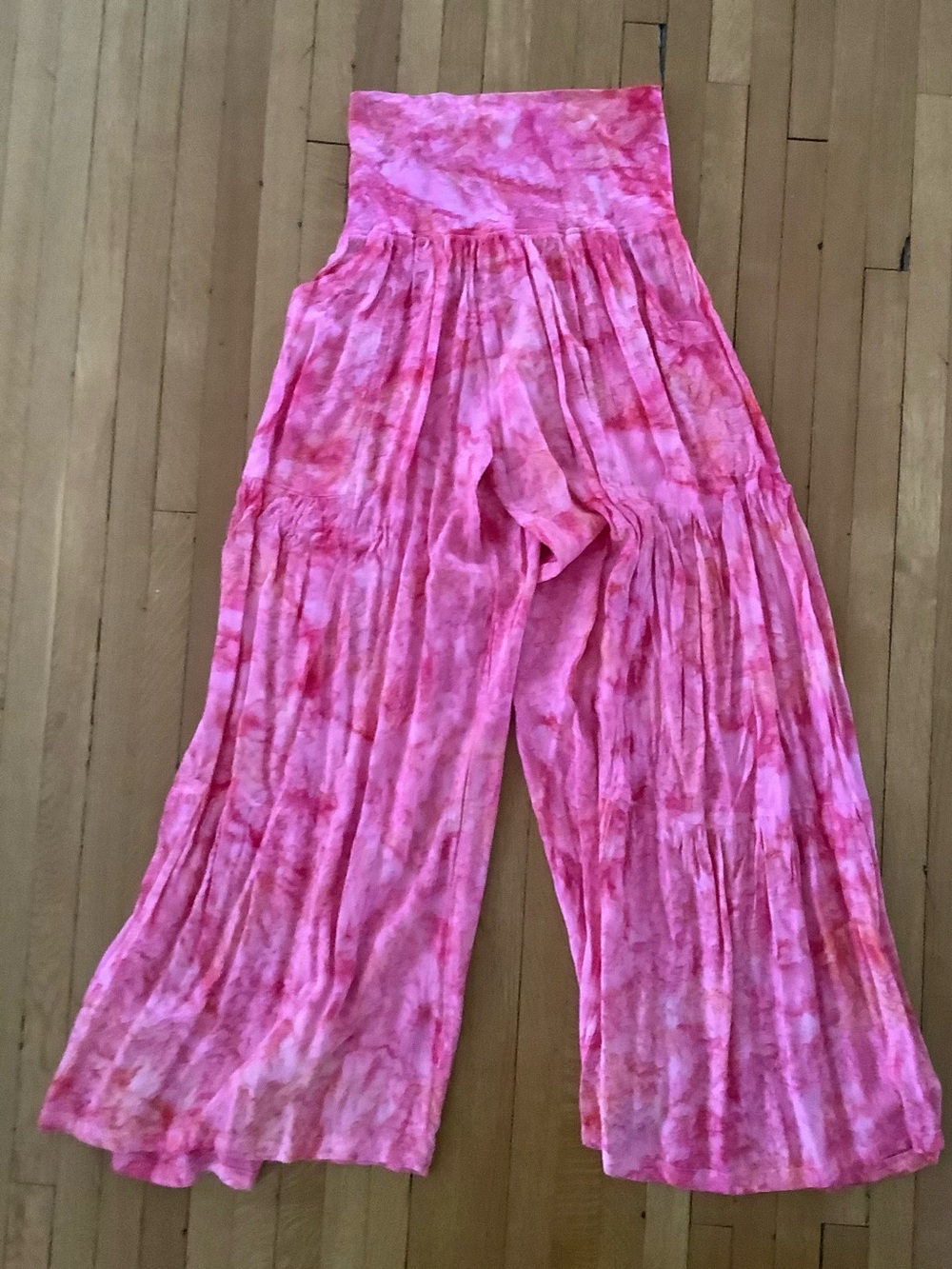 Pink Tie-Dye Wide Leg Palazzo Pants